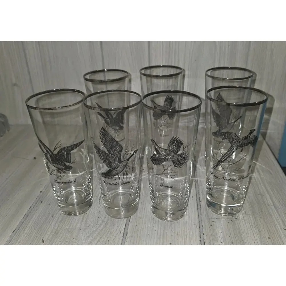 Vtg Federal Highball Glasses Canada Goose Game Birds Sportsman Barware Man Cave